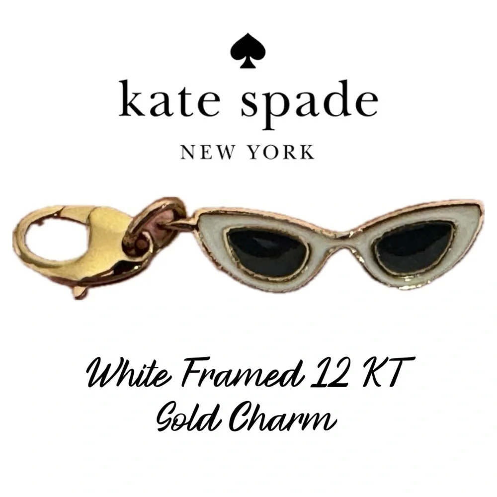 KATE SPADE White Sunglasses 12 KT Gold Plated Vintage Charm (No Bracelet) - Picture 7 of 7